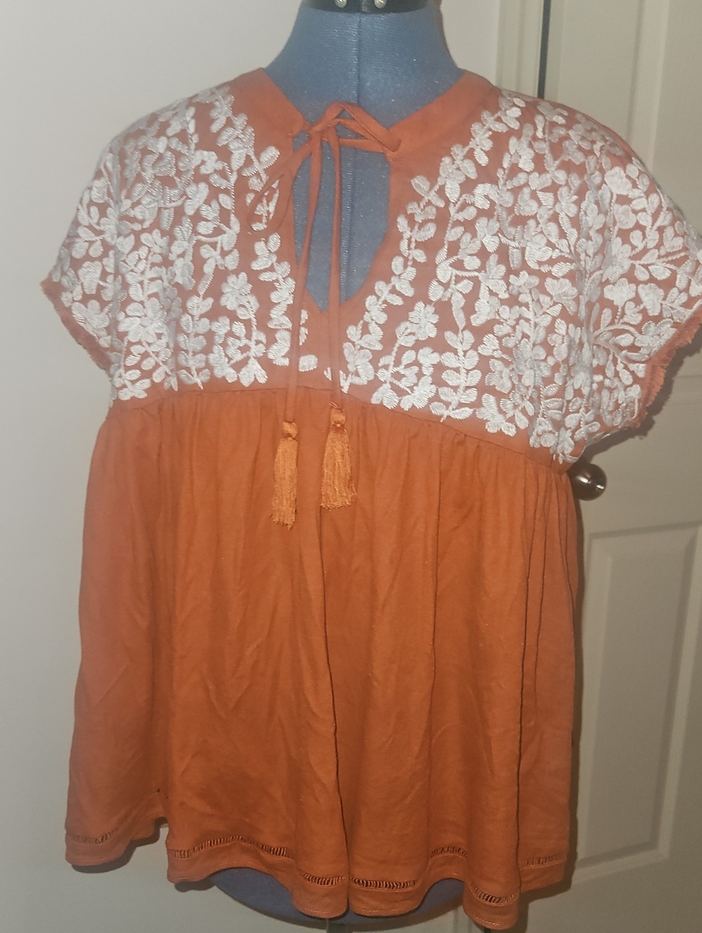 J Marie embroidered Autumn Top  Rust Medium